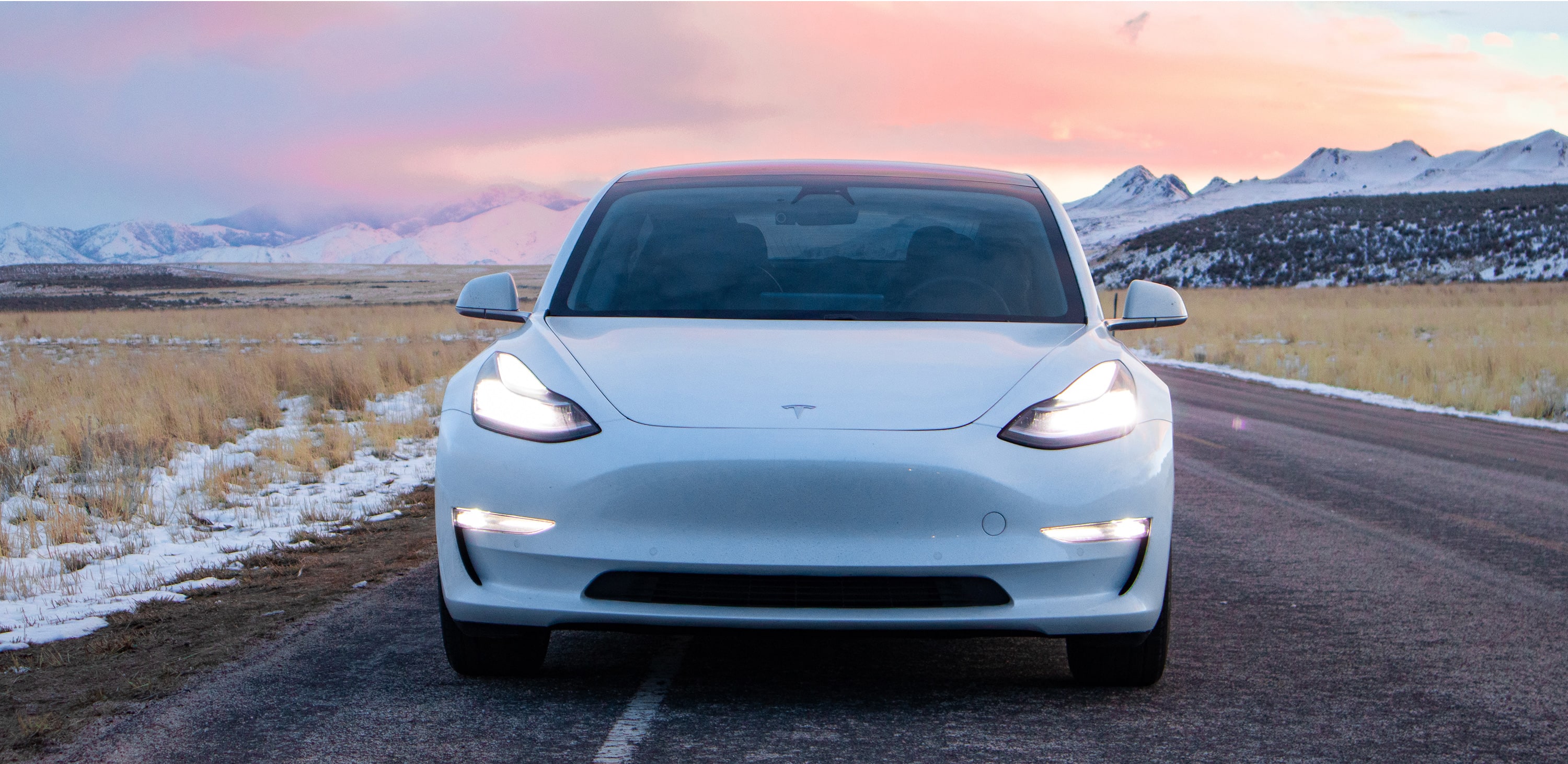 White Car Sunset